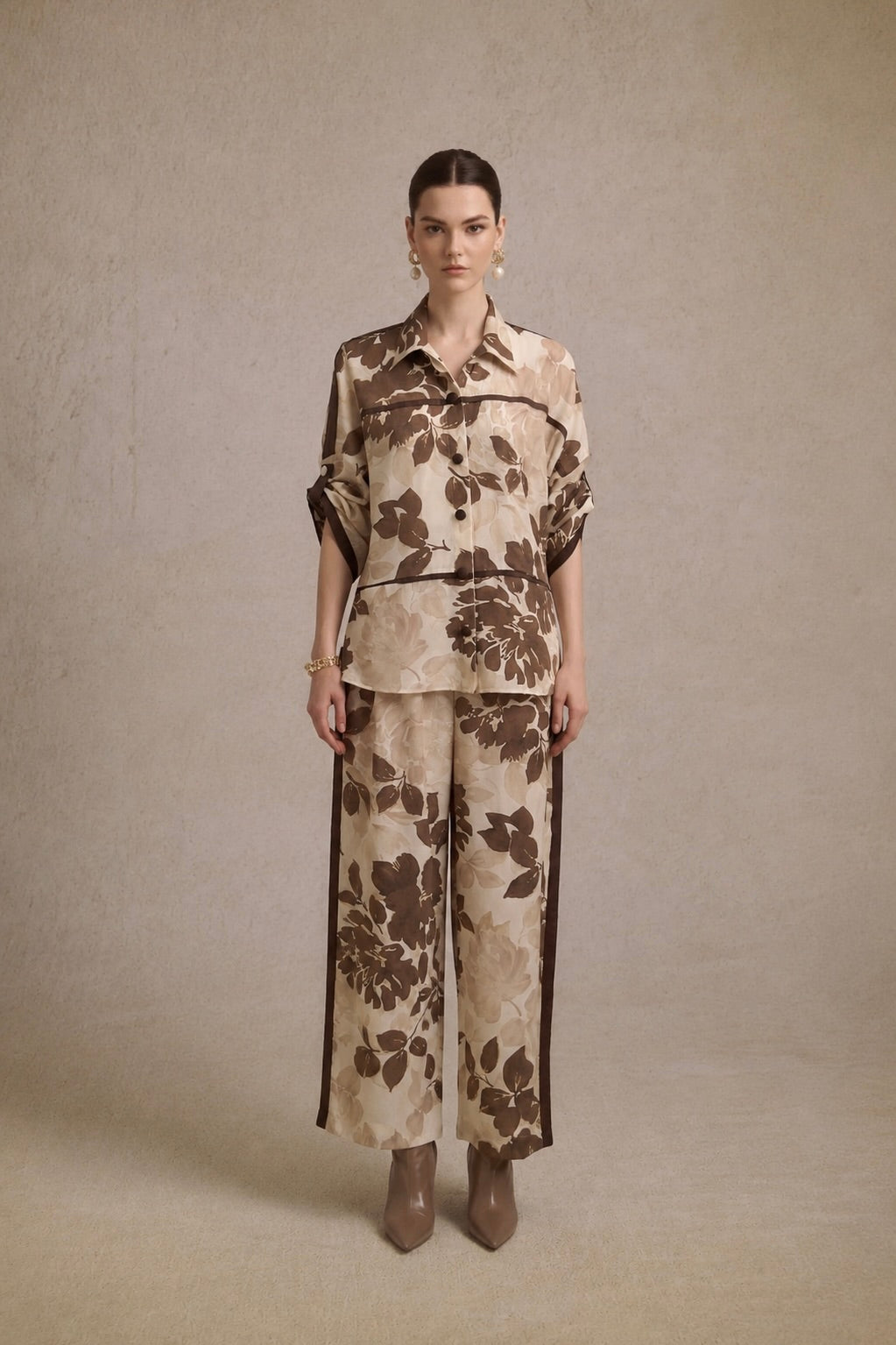Brown Floral Oversized