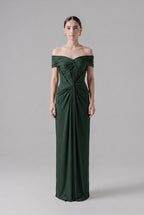 Emerald Draped Corset Gown