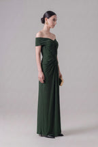 Emerald Draped Corset Gown