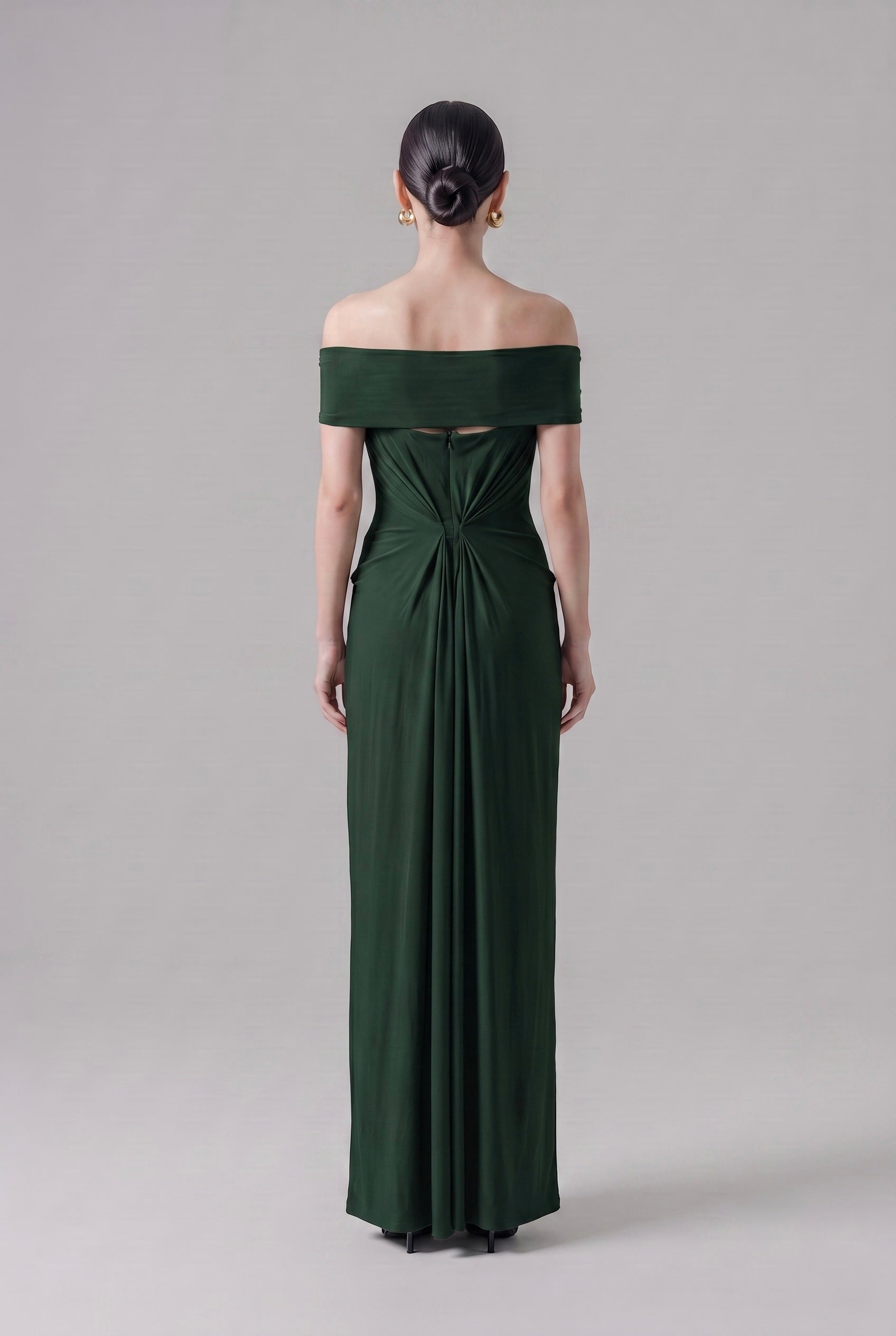 Emerald Draped Corset Gown