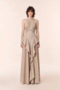 Halter Cascade ruffled dress