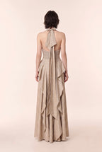 Halter Cascade ruffled dress