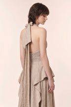Halter Cascade ruffled dress
