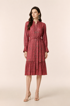 Printed Tie-Belt Ruffled