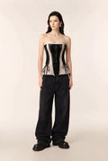 Nude & Noir ribbon lace corset