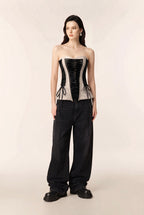 Nude & Noir ribbon lace corset