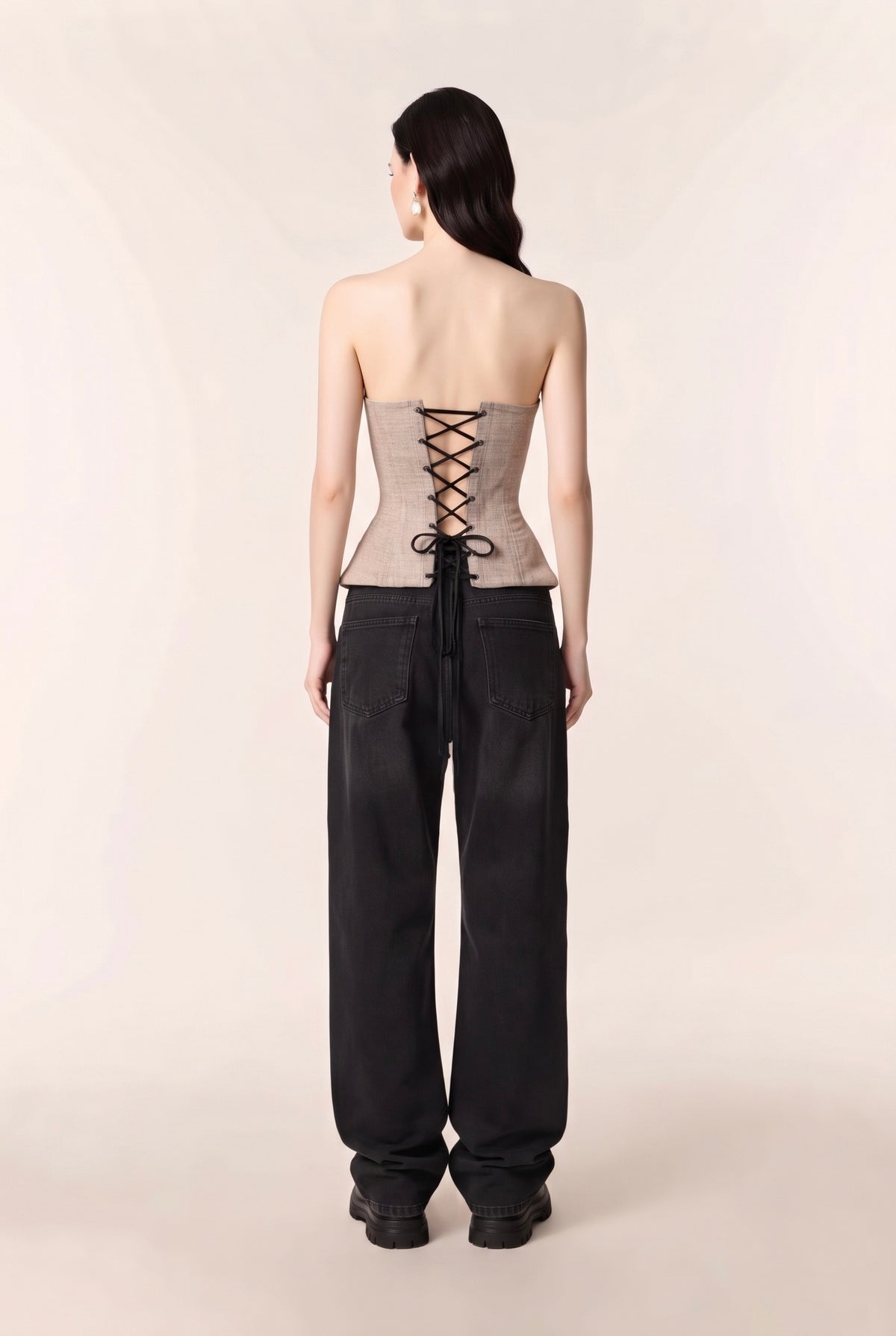 Nude & Noir ribbon lace corset
