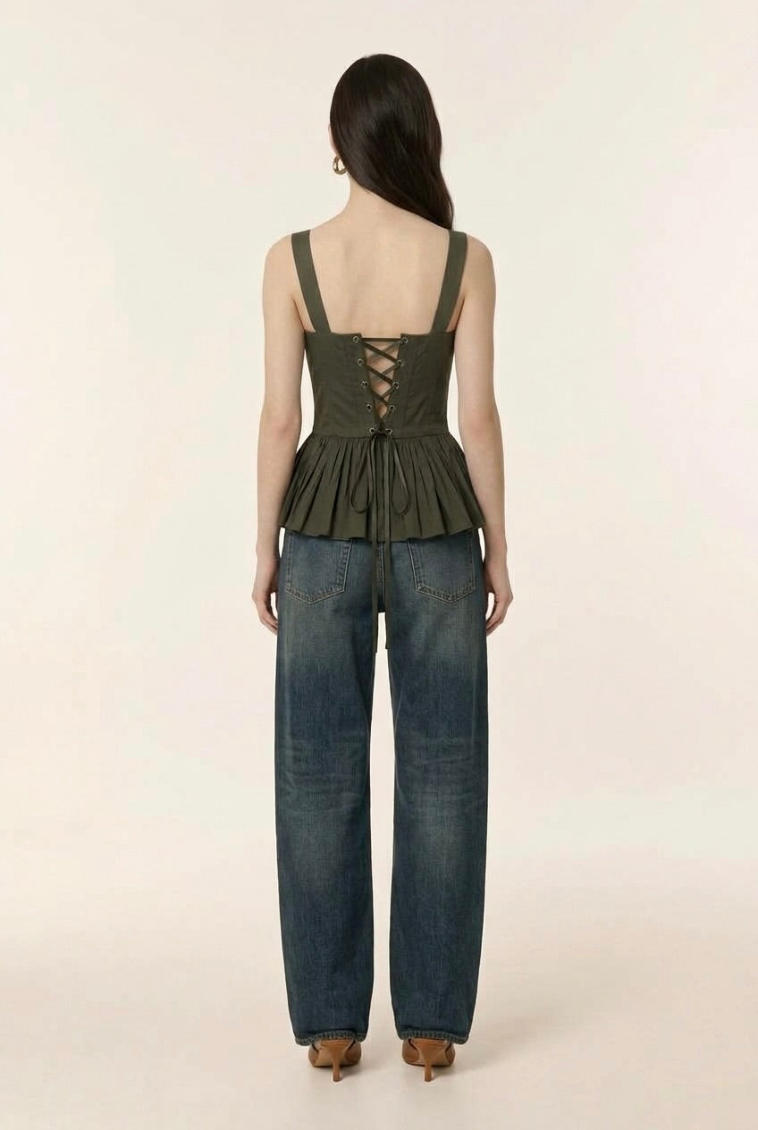 Olive Pintuck Corset