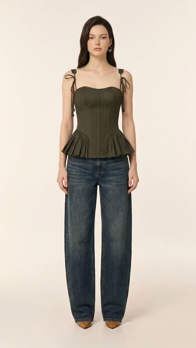 Olive Pintuck Corset